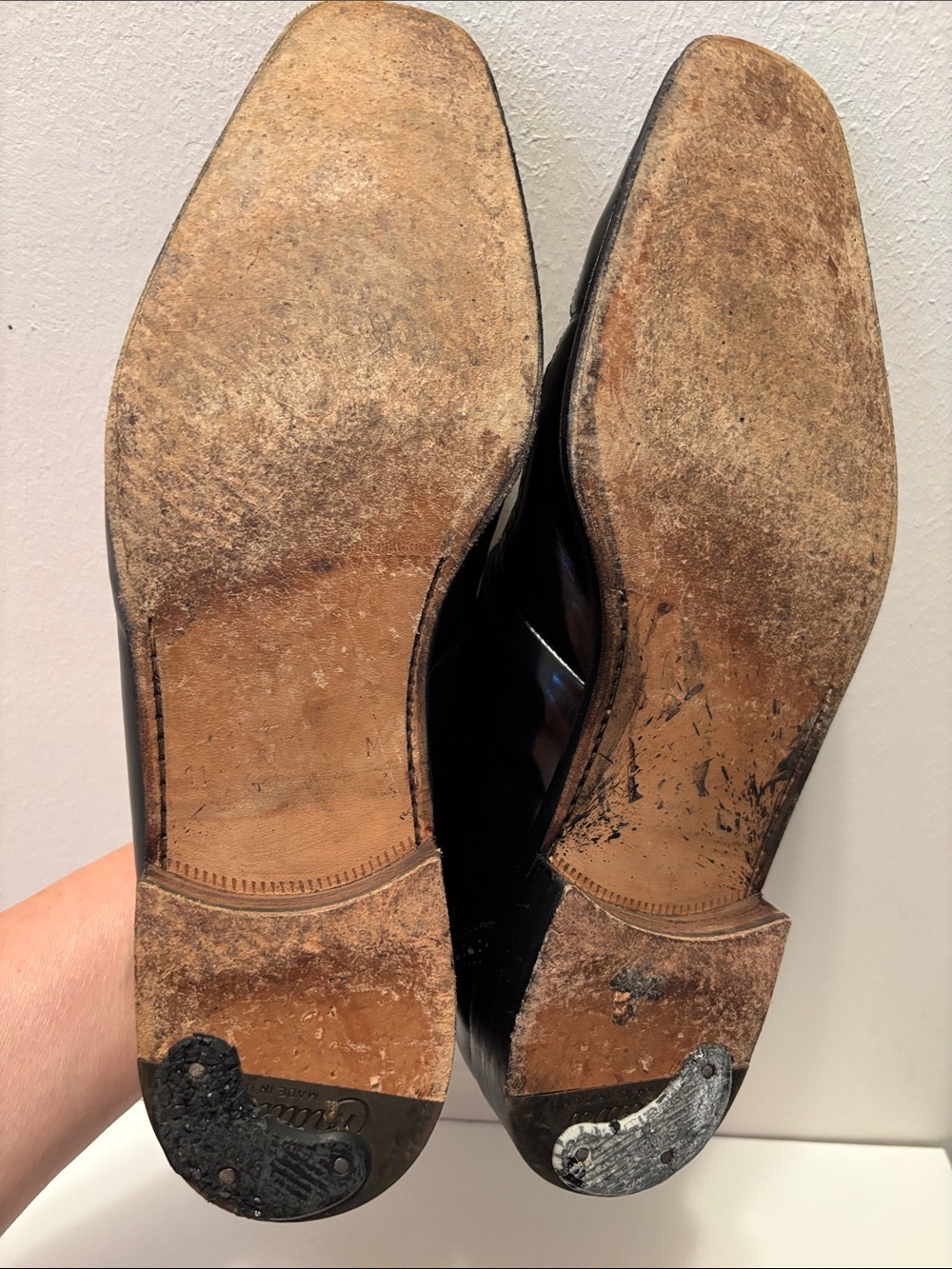 Men's Italian Black Leather Dress Loafers with Gold Accent MAURI 11 - Picture 12 of 14